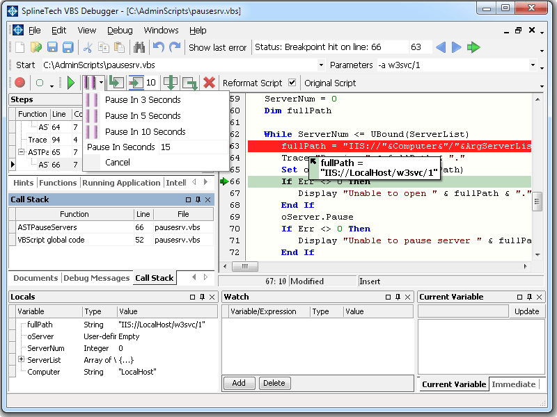 Screenshot for SplineTech VBS Debugger 8.70